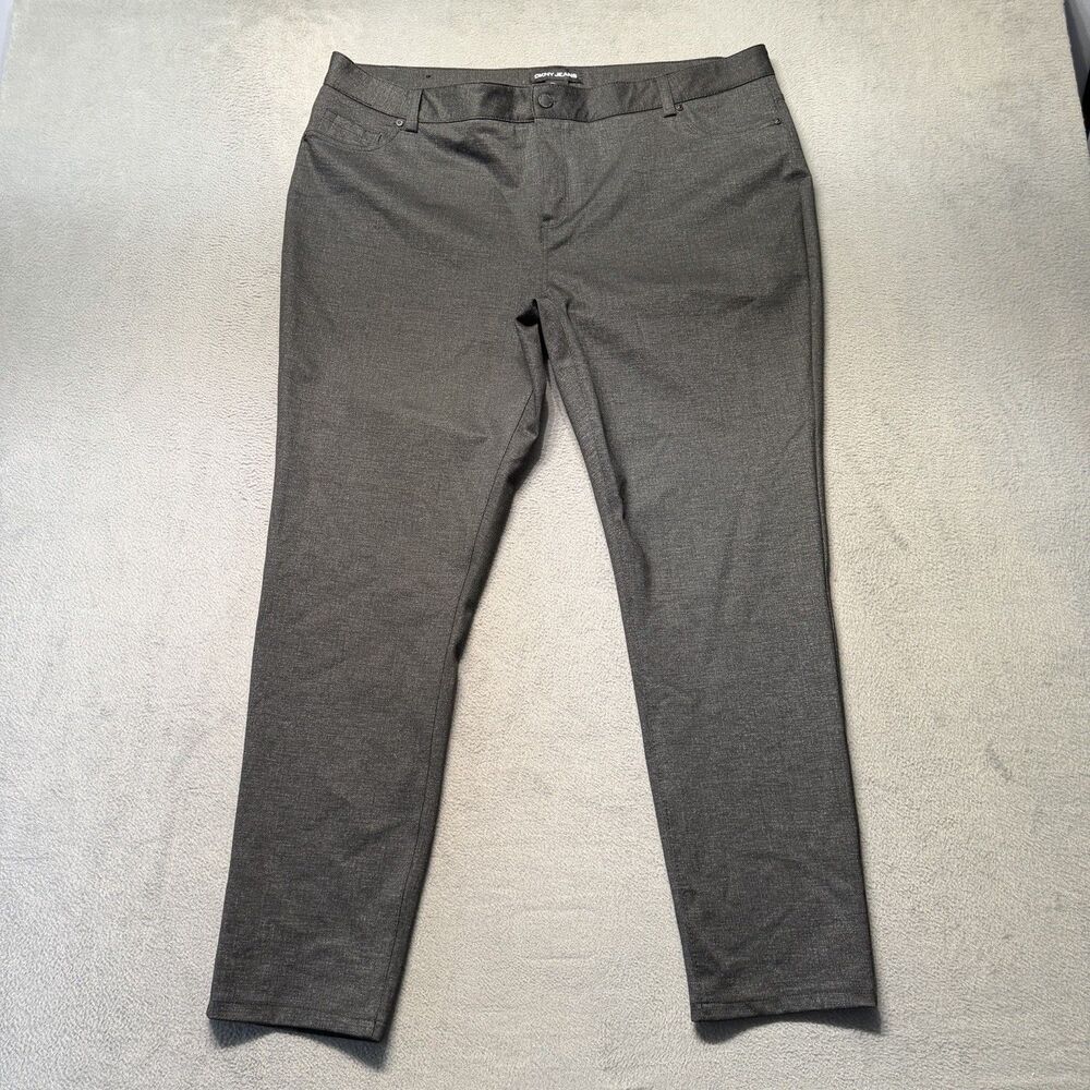 DKNY Jeans Womens XXL Straight Leg Knit Pants Gray Stretch Career Dress Casual